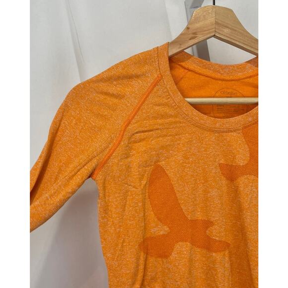 OISELLE Altitude Bird Long Sleeve Top Crew Neck Pullover Stretch Orange Size S - Picture 5 of 8